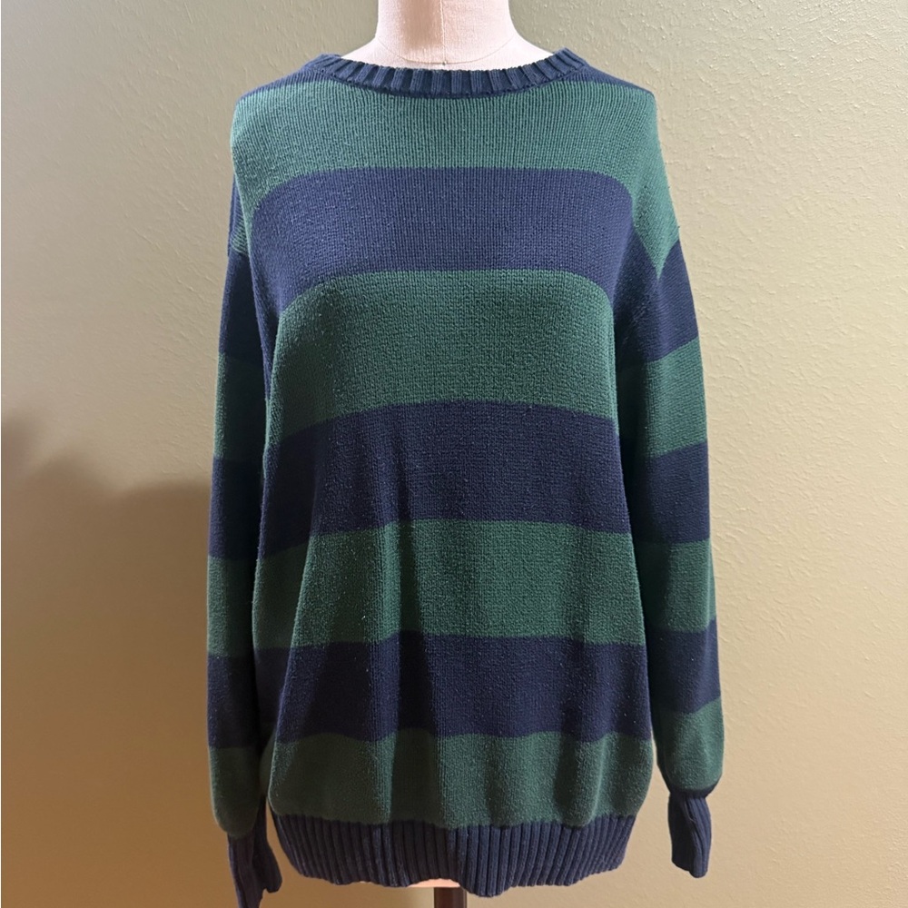 Brandy Melville Navy and Forest Green Knit Sweater